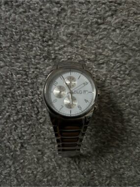 D&G Silver Bracelet Chronograph Watch with White Dial